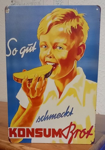 Blechschild alte ddr konsum - blechschild,
